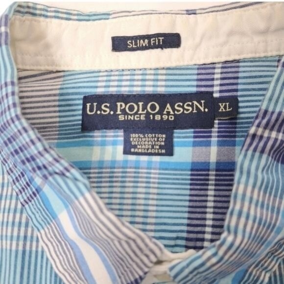 U.S Polo Assn. Men's Baby Blue & White Button Down Collard Shirt Size XL - Picture 8 of 11